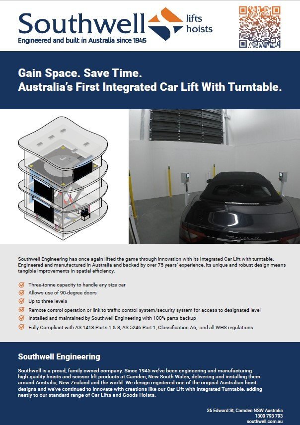 Check out our new Car Hoist with Turntable Brochure
