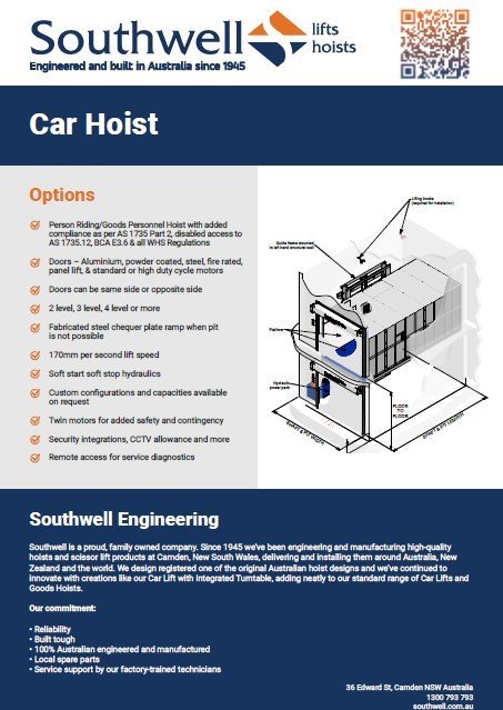Check out our new Car Hoist Brochure