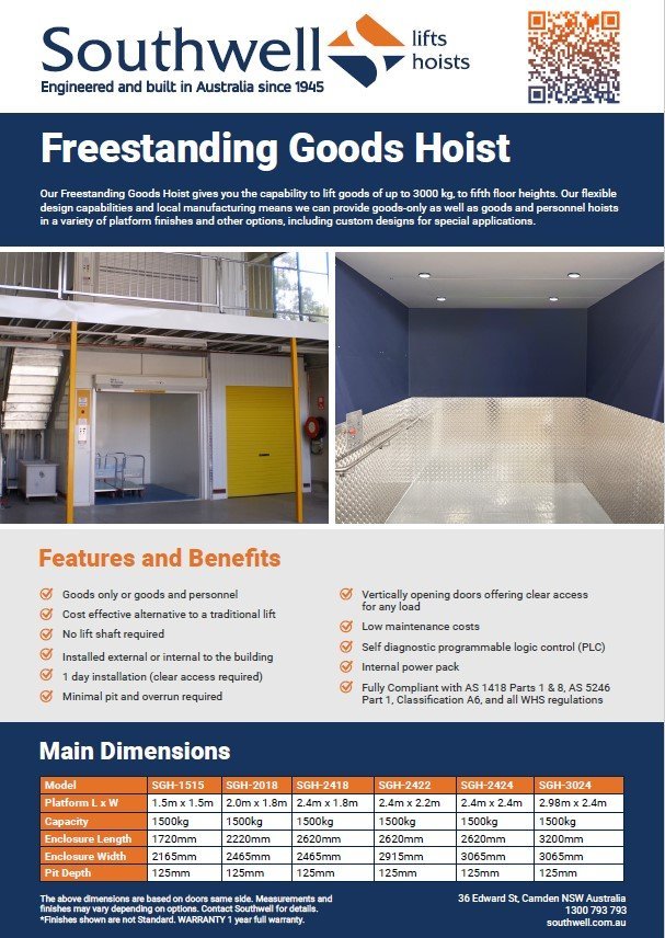 Check out our new Freestanding Goods Hoist Brochure